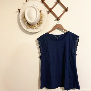 Banana Republic Factory - Navy Eyelet-Trim Tank